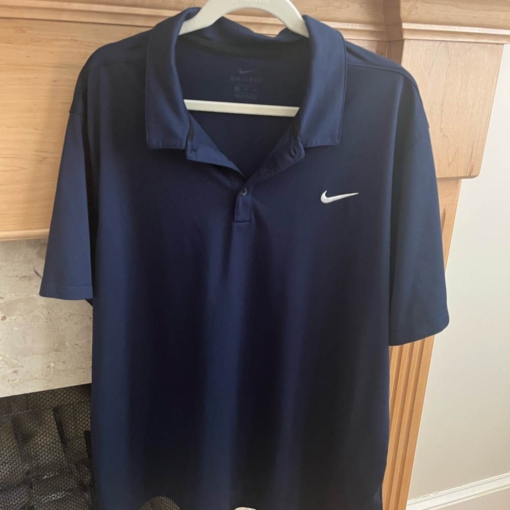 Nike Men's Deep Blue Short Sleeved Dry Fit Polo Shirt